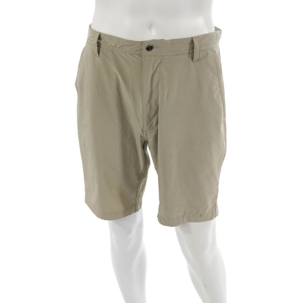 FJ Mens Chino Shorts Beige Button Solid Beach 85%Poly 15%Spandex Size 33